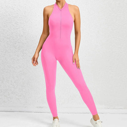 Seamless Zipper Yoga Jumpsuit – Breathable One-Piece Activewear for Women - Willen
