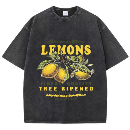 CitrusFade Oversized Tee – Unisex Cotton T-Shirt with Lemon Print - Willen