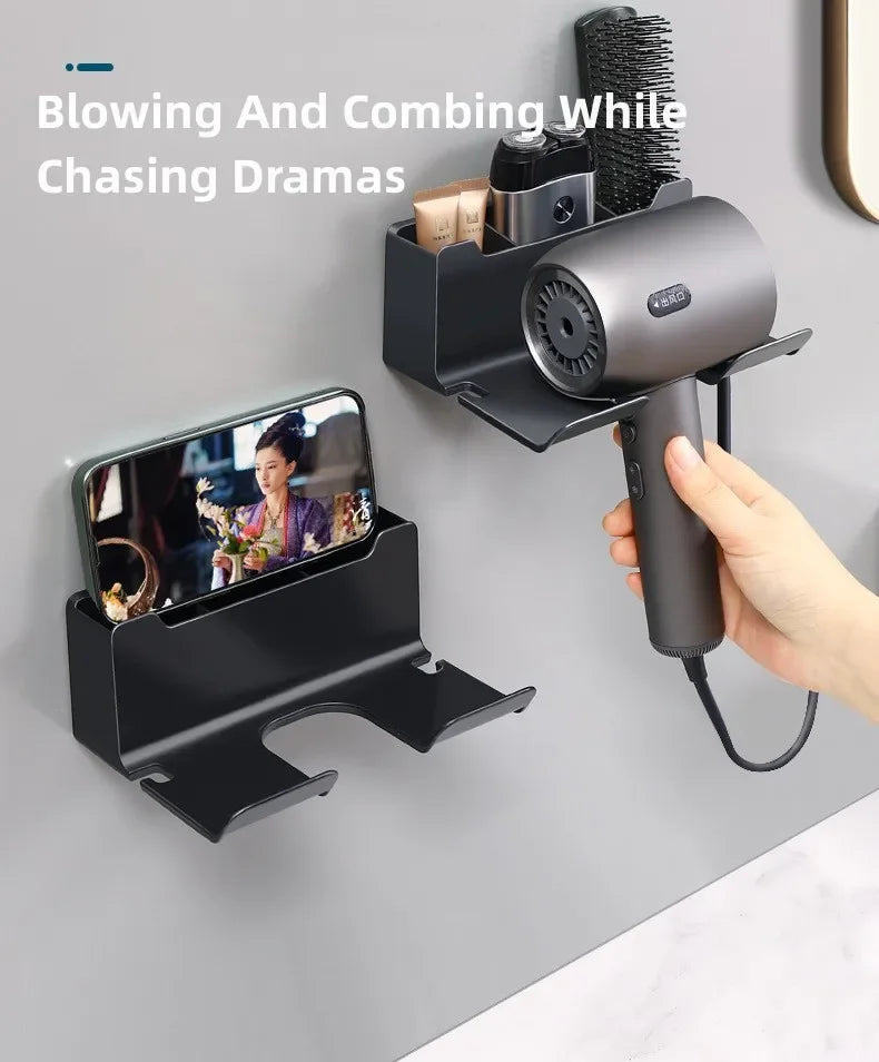 Wall-Mounted Hair Dryer Holder – Punch-Free Install, ABS Plastic - Willen