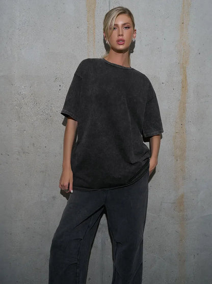 UrbanWax Vintage Tee – Oversized 100% Cotton T-Shirt with Wax Print Texture - Willen