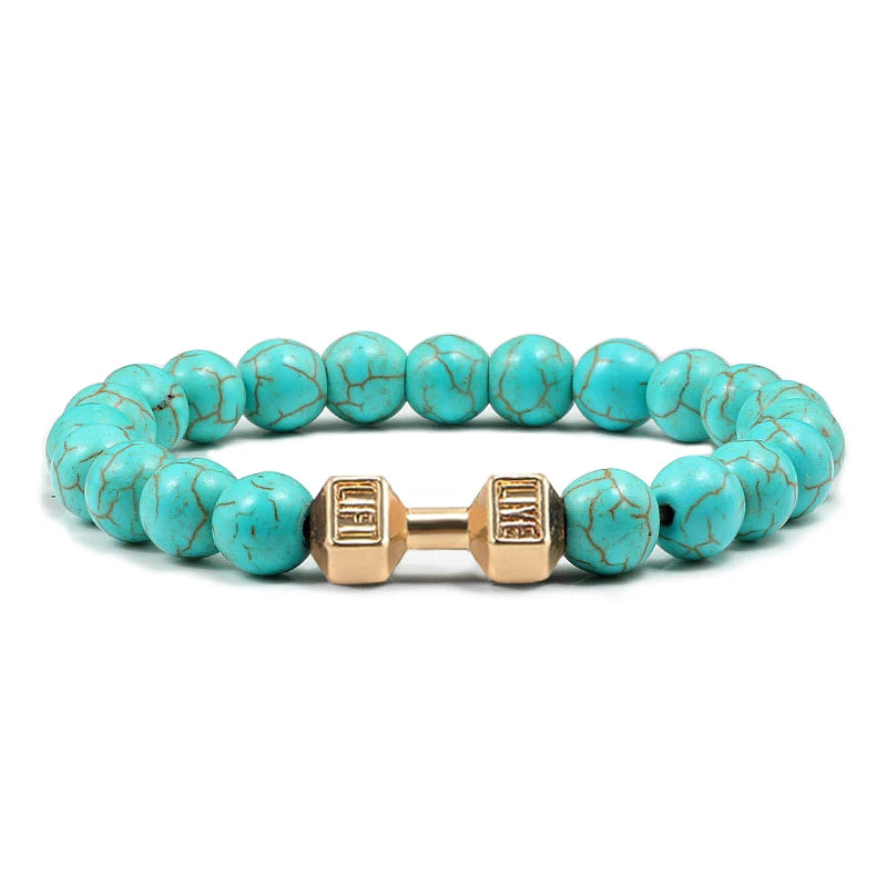 Beaded Stretch Bracelet – 8mm Lava & Howlite Beads with Metal Accent - Willen