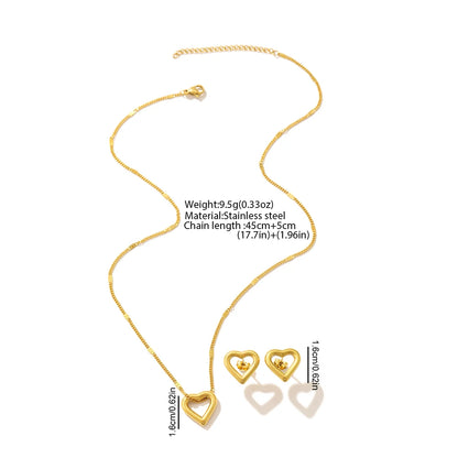 Heart Pendant Jewelry Set – Minimalist Necklace & Earrings in Stainless Steel - Willen