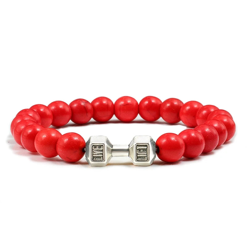 Beaded Stretch Bracelet – 8mm Lava & Howlite Beads with Metal Accent - Willen