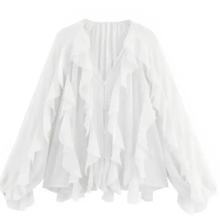 SheerBloom Ruffle Blouse – Lightweight Chiffon Top with Tiered Ruffles - Willen