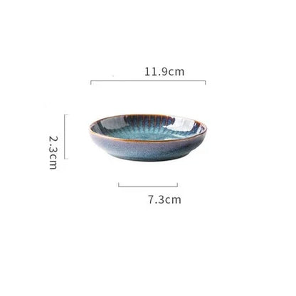Nordic Glazed Ceramic Dish – Round, Blue, Heat-Resistant - Willen