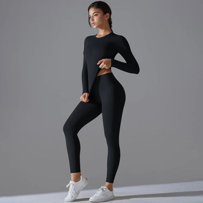 2-Piece Yoga & Fitness Set – Long-Sleeve Top & High-Waist Leggings - Willen