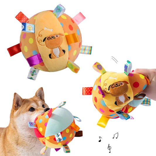 Durable Plush Dog Ball Toy – With Bell and Handle - Willen
