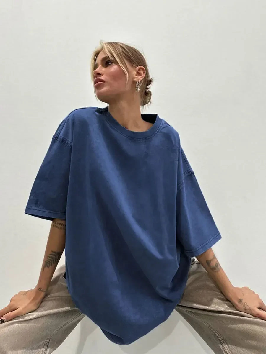 UrbanWax Vintage Tee – Oversized 100% Cotton T-Shirt with Wax Print Texture - Willen
