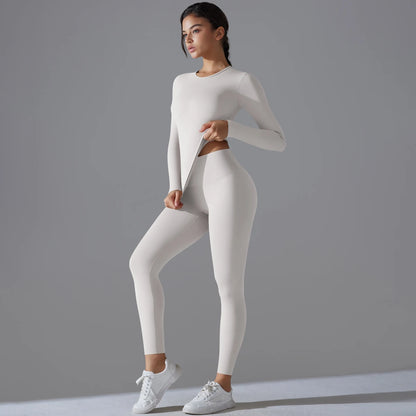 2-Piece Yoga & Fitness Set – Long-Sleeve Top & High-Waist Leggings - Willen