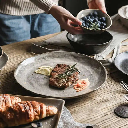 Nordic Glazed Ceramic Dish – Round Blue, Heat-Resistant - Willen