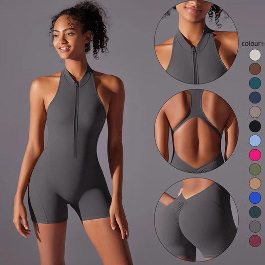 Backless Yoga Romper – Nylon-Spandex One-Piece with Sleeveless Design - Willen