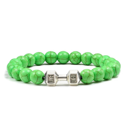 Beaded Stretch Bracelet – 8mm Lava & Howlite Beads with Metal Accent - Willen