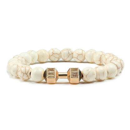 Beaded Stretch Bracelet – 8mm Lava & Howlite Beads with Metal Accent - Willen