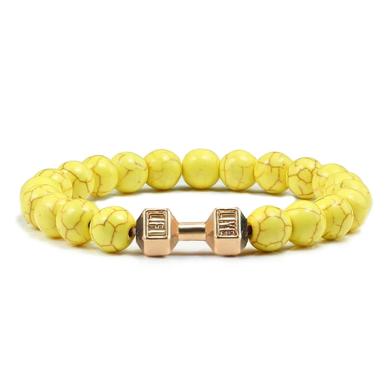 Beaded Stretch Bracelet – 8mm Lava & Howlite Beads with Metal Accent - Willen