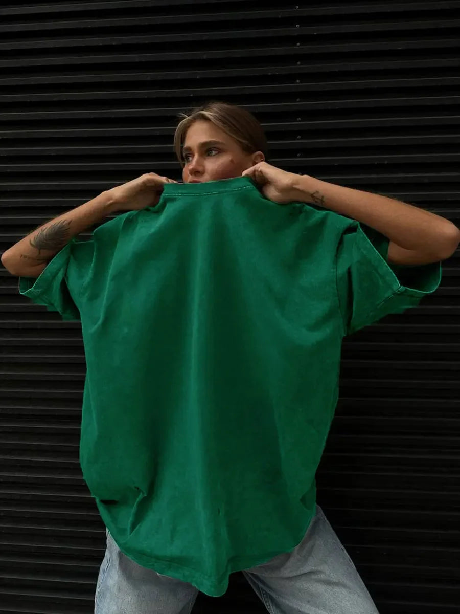 UrbanWax Vintage Tee – Oversized 100% Cotton T-Shirt with Wax Print Texture - Willen