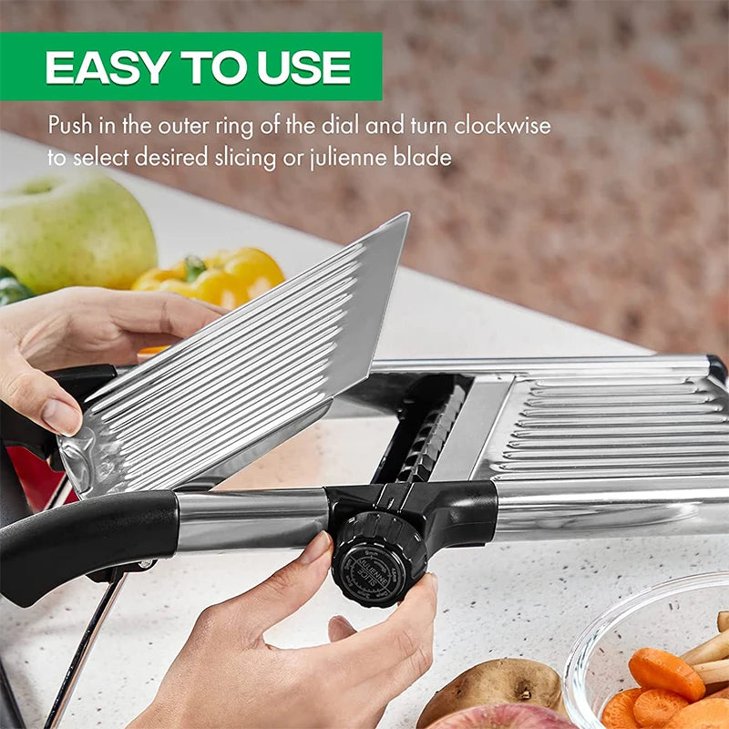 Adjustable Mandoline Slicer – Stainless Steel Blade, Non-Slip Base - Willen