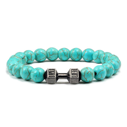 Beaded Stretch Bracelet – 8mm Lava & Howlite Beads with Metal Accent - Willen