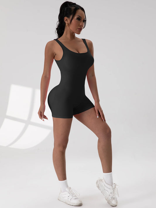 Backless One-Piece Jumpsuit – U-Neck, Sleeveless, Nylon-Spandex Blend - Willen