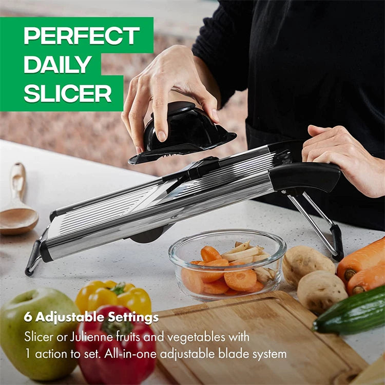 Adjustable Mandoline Slicer – Stainless Steel Blade, Non-Slip Base - Willen