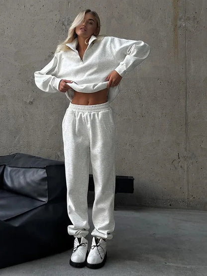 Women’s Lightweight Track Set – Zip-Up Vest and High-Waist Pants, Polyester Blend - Willen