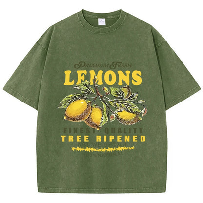 CitrusFade Oversized Tee – Unisex Cotton T-Shirt with Lemon Print - Willen
