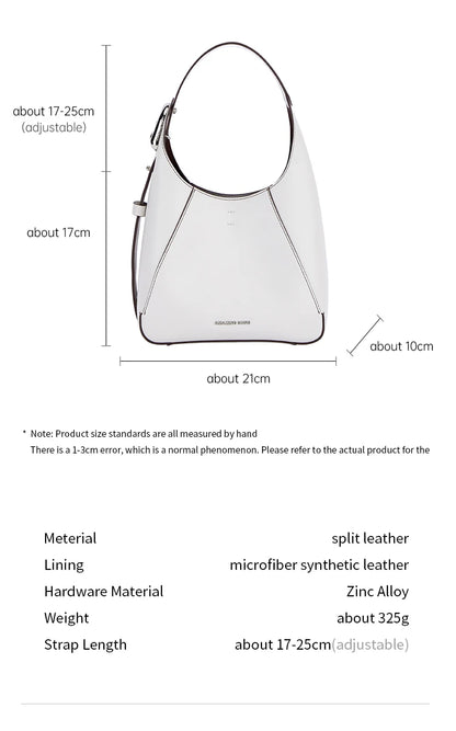 Women’s Flat Bucket Bag – Split Leather, Adjustable Strap, Neutral Color - Willen