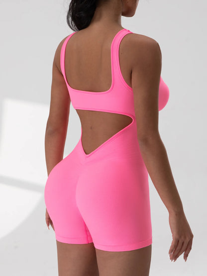 Backless One-Piece Jumpsuit – U-Neck, Sleeveless, Nylon-Spandex Blend - Willen