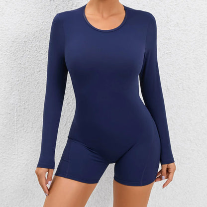 Women’s Long Sleeve Workout Bodysuit – Seamless Nylon-Spandex, Compression Fit - Willen