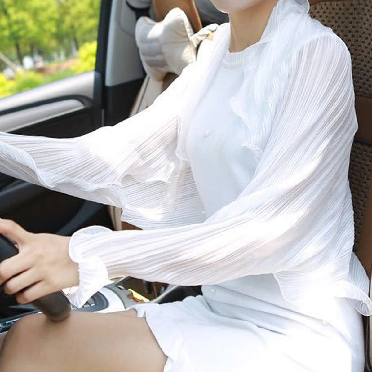 BreezeWrap Sun Shawl – Lightweight Chiffon Cover-Up with Ruffled Texture - Willen