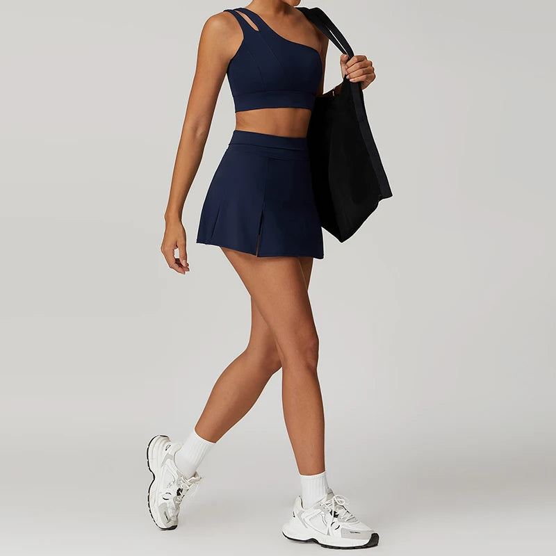2-Piece Activewear Set – Sports Skirt with Built-In Shorts & Crop Tank - Willen