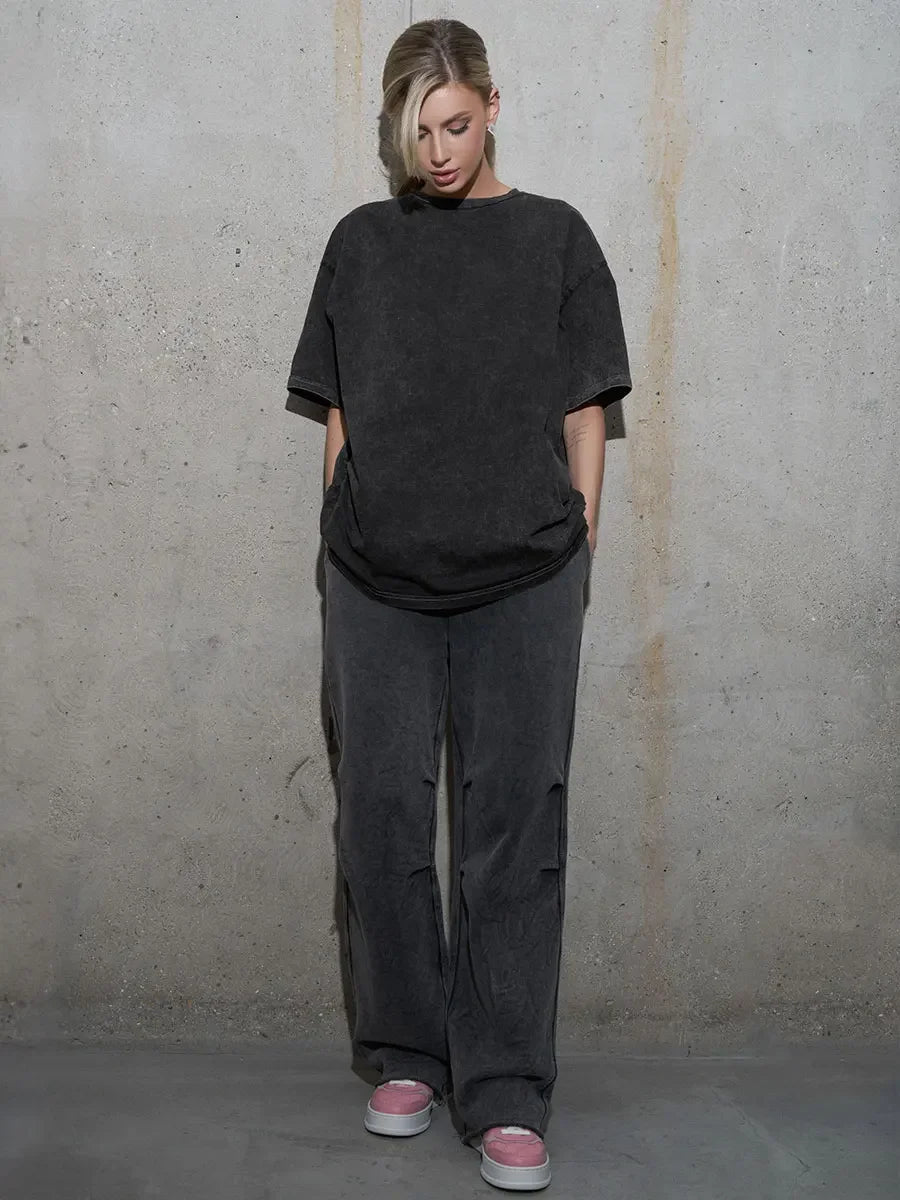 UrbanWax Vintage Tee – Oversized 100% Cotton T-Shirt with Wax Print Texture - Willen