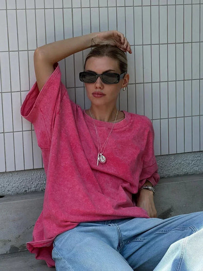 UrbanWax Vintage Tee – Oversized 100% Cotton T-Shirt with Wax Print Texture - Willen