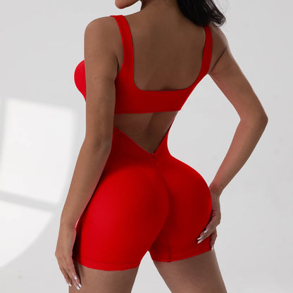 Backless One-Piece Jumpsuit – U-Neck, Sleeveless, Nylon-Spandex Blend - Willen
