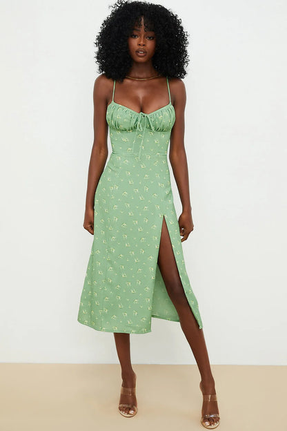 FloraElegance Sheath Dress – Sleeveless Floral Dress with Adjustable Front Detail - Willen
