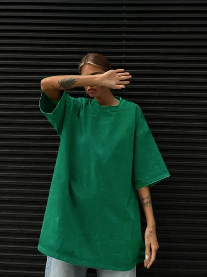 UrbanWax Vintage Tee – Oversized 100% Cotton T-Shirt with Wax Print Texture - Willen