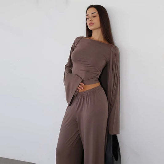 Women’s 3-Piece Summer Set – Long Coat, Tank Top & Wide-Leg Pants, Polyester, Yellow - Willen