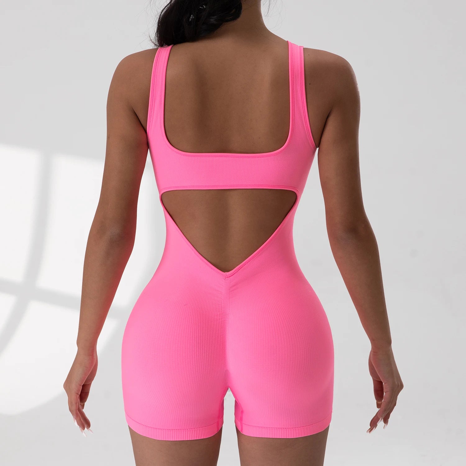 Backless One-Piece Jumpsuit – U-Neck, Sleeveless, Nylon-Spandex Blend - Willen