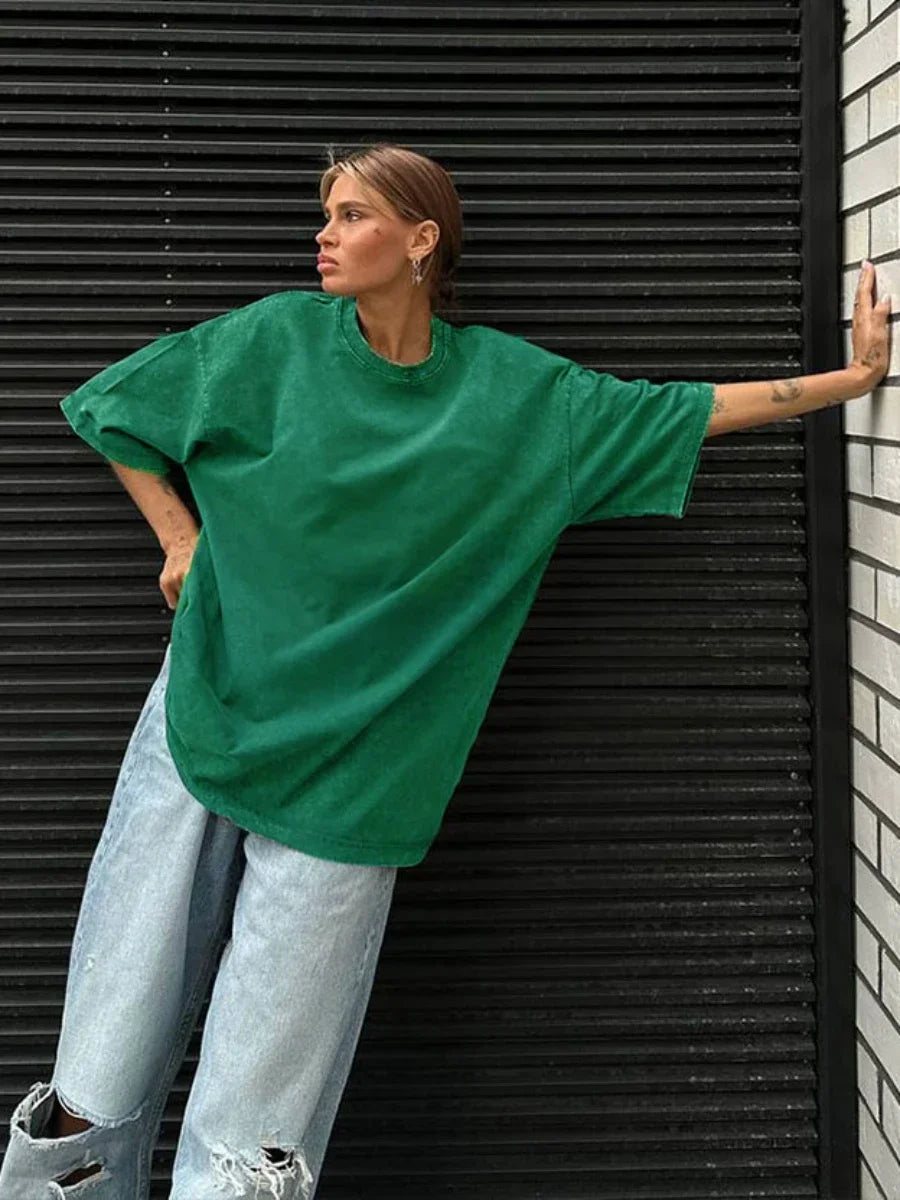 UrbanWax Vintage Tee – Oversized 100% Cotton T-Shirt with Wax Print Texture - Willen