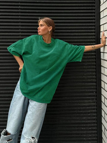 UrbanWax Vintage Tee – Oversized 100% Cotton T-Shirt with Wax Print Texture - Willen