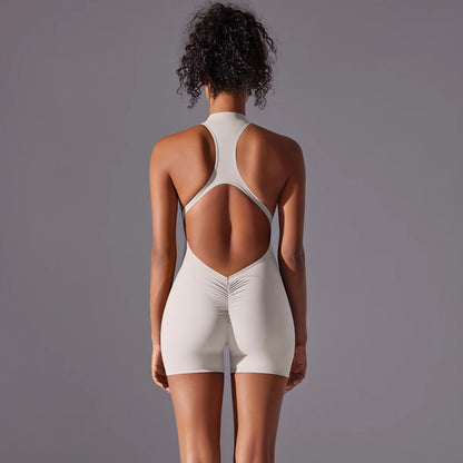 Backless Yoga Romper – Nylon-Spandex One-Piece with Sleeveless Design - Willen