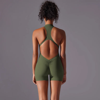 Backless Yoga Romper – Nylon-Spandex One-Piece with Sleeveless Design - Willen