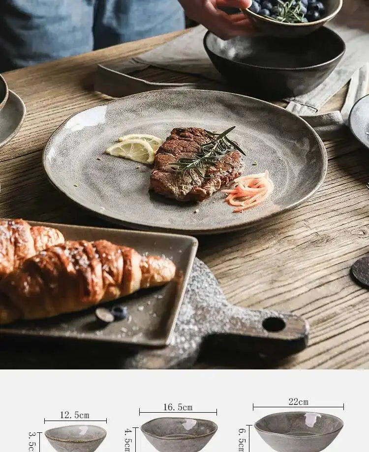 Nordic Glazed Ceramic Dish – Round Blue, Heat-Resistant - Willen