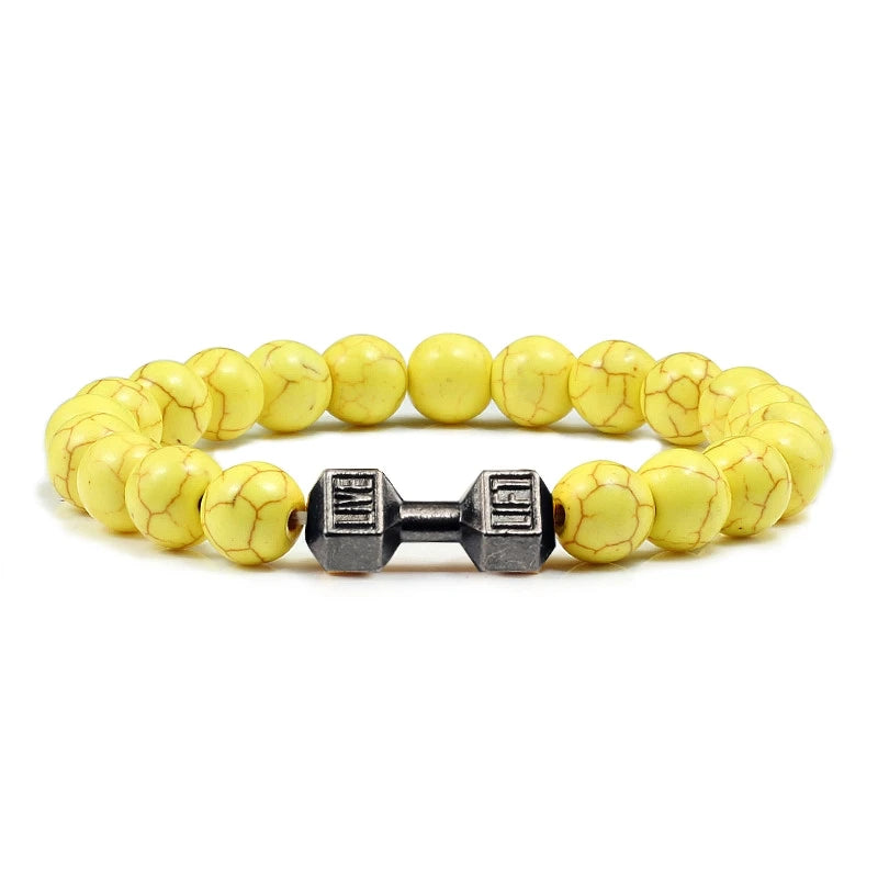 Beaded Stretch Bracelet – 8mm Lava & Howlite Beads with Metal Accent - Willen