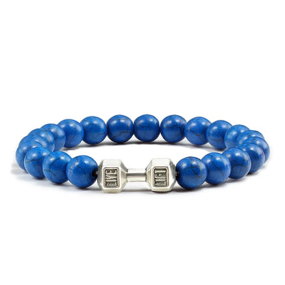 Beaded Stretch Bracelet – 8mm Lava & Howlite Beads with Metal Accent - Willen
