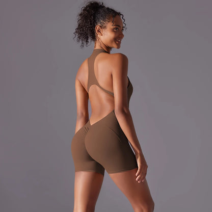 Backless Yoga Romper – Nylon-Spandex One-Piece with Sleeveless Design - Willen