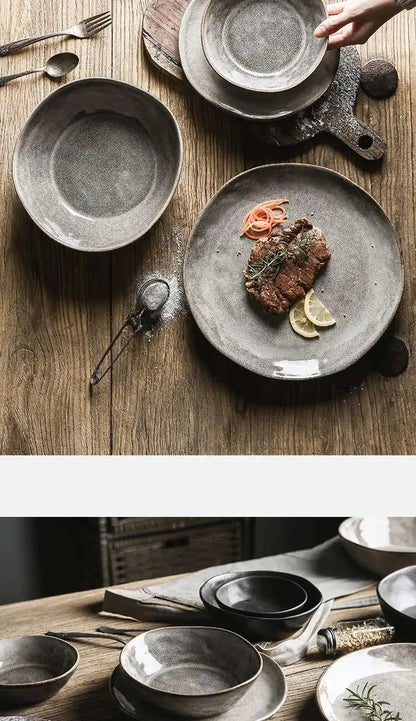Nordic Glazed Ceramic Dish – Round Blue, Heat-Resistant - Willen