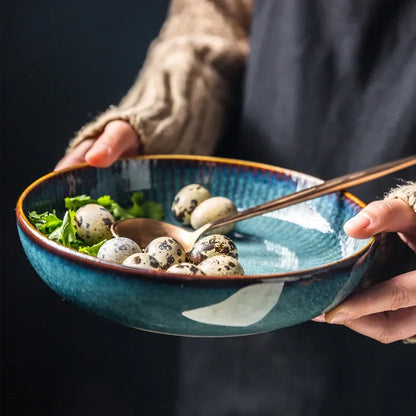 Nordic Glazed Ceramic Dish – Round, Blue, Heat-Resistant - Willen