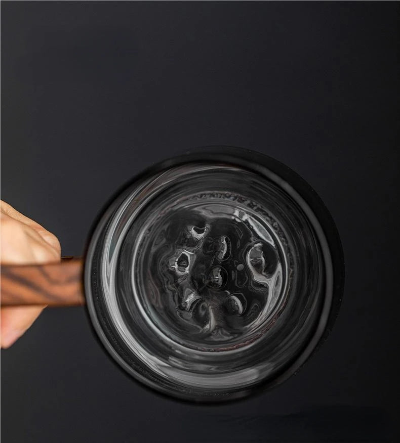 Glass Mug with Wooden Handle – Hand-Blown Borosilicate, 350ml - Willen