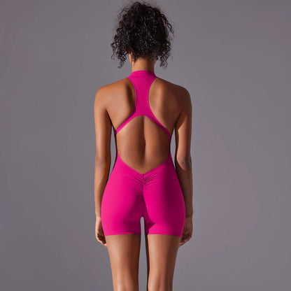 Backless Yoga Romper – Nylon-Spandex One-Piece with Sleeveless Design - Willen