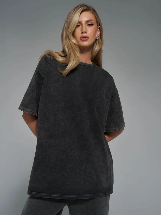 UrbanWax Vintage Tee – Oversized 100% Cotton T-Shirt with Wax Print Texture - Willen